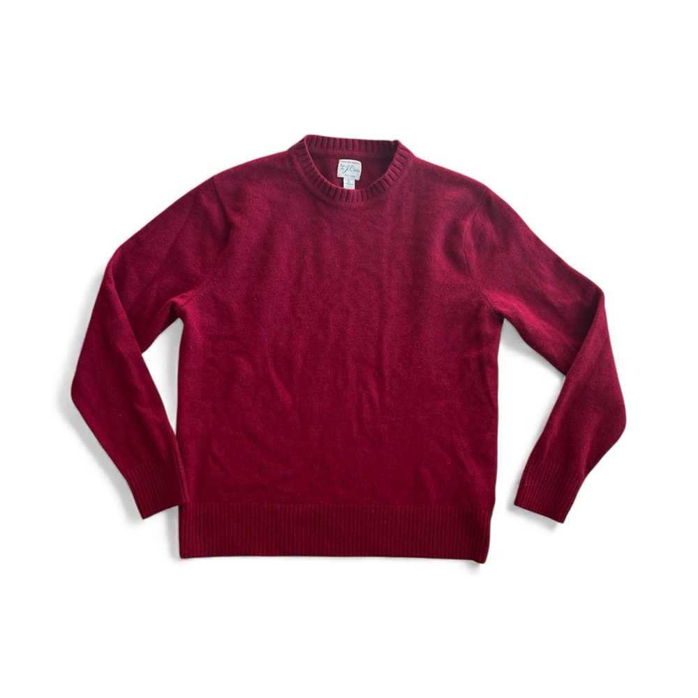 VTGRugged Merino knit for J. Crew Rich Burgundy Crewneck wool blend Sweater Sz L